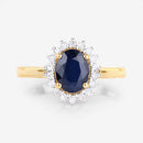 1.73 Carat Genuine Blue Sapphire and White Diamond 14K Yellow Gold Ring-8
