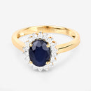 1.73 Carat Genuine Blue Sapphire and White Diamond 14K Yellow Gold Ring-9