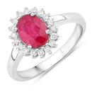1.64 Carat Genuine Ruby and White Diamond 14K White Gold Ring-1