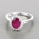 1.64 Carat Genuine Ruby and White Diamond 14K White Gold Ring-4