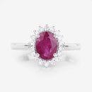 1.64 Carat Genuine Ruby and White Diamond 14K White Gold Ring-8