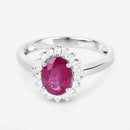 1.64 Carat Genuine Ruby and White Diamond 14K White Gold Ring-9