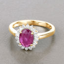 1.64 Carat Genuine Ruby and White Diamond 14K Yellow Gold Ring-4
