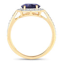 1.79 Carat Genuine Iolite and White Diamond 14K Yellow Gold Ring-6