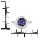 1.79 Carat Genuine Iolite and White Diamond 14K Yellow Gold Ring-7