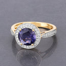 1.79 Carat Genuine Iolite and White Diamond 14K Yellow Gold Ring-8