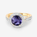 1.79 Carat Genuine Iolite and White Diamond 14K Yellow Gold Ring-11