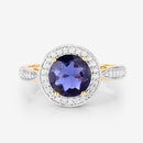 1.79 Carat Genuine Iolite and White Diamond 14K Yellow Gold Ring-14
