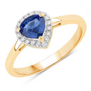 0.73 Carat Genuine Blue Sapphire and White Diamond 14K Yellow Gold Ring-5