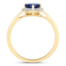 0.73 Carat Genuine Blue Sapphire and White Diamond 14K Yellow Gold Ring-6