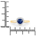0.73 Carat Genuine Blue Sapphire and White Diamond 14K Yellow Gold Ring-7
