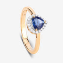 0.73 Carat Genuine Blue Sapphire and White Diamond 14K Yellow Gold Ring-8