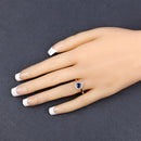 0.73 Carat Genuine Blue Sapphire and White Diamond 14K Yellow Gold Ring-10