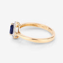 0.73 Carat Genuine Blue Sapphire and White Diamond 14K Yellow Gold Ring-11