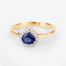 0.73 Carat Genuine Blue Sapphire and White Diamond 14K Yellow Gold Ring-12
