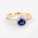 0.73 Carat Genuine Blue Sapphire and White Diamond 14K Yellow Gold Ring-14