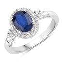 1.70 Carat Genuine Blue Sapphire and White Diamond 14K White Gold Ring-1