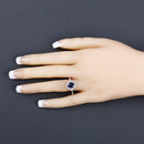 1.70 Carat Genuine Blue Sapphire and White Diamond 14K White Gold Ring-5