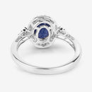 1.70 Carat Genuine Blue Sapphire and White Diamond 14K White Gold Ring-7