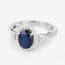 1.70 Carat Genuine Blue Sapphire and White Diamond 14K White Gold Ring-9