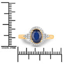 1.70 Carat Genuine Blue Sapphire and White Diamond 14K Yellow Gold Ring-3