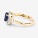 1.70 Carat Genuine Blue Sapphire and White Diamond 14K Yellow Gold Ring-6