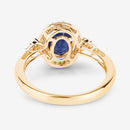 1.70 Carat Genuine Blue Sapphire and White Diamond 14K Yellow Gold Ring-7