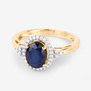 1.70 Carat Genuine Blue Sapphire and White Diamond 14K Yellow Gold Ring-9