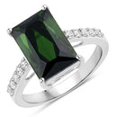 6.16 Carat Genuine Green Tourmaline and White Diamond 14K White Gold Ring-5
