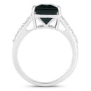 6.16 Carat Genuine Green Tourmaline and White Diamond 14K White Gold Ring-6