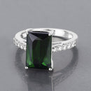 6.16 Carat Genuine Green Tourmaline and White Diamond 14K White Gold Ring-8