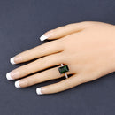 6.16 Carat Genuine Green Tourmaline and White Diamond 14K White Gold Ring-9