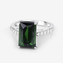 6.16 Carat Genuine Green Tourmaline and White Diamond 14K White Gold Ring-11