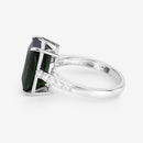 6.16 Carat Genuine Green Tourmaline and White Diamond 14K White Gold Ring-12