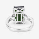 6.16 Carat Genuine Green Tourmaline and White Diamond 14K White Gold Ring-13