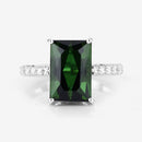 6.16 Carat Genuine Green Tourmaline and White Diamond 14K White Gold Ring-14