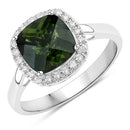 2.64 Carat Genuine Green Tourmaline and White Diamond 14K White Gold Ring-5