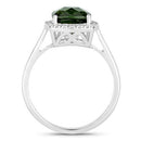 2.64 Carat Genuine Green Tourmaline and White Diamond 14K White Gold Ring-6