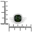 2.64 Carat Genuine Green Tourmaline and White Diamond 14K White Gold Ring-7