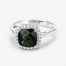 2.64 Carat Genuine Green Tourmaline and White Diamond 14K White Gold Ring-12