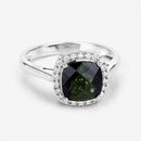 2.64 Carat Genuine Green Tourmaline and White Diamond 14K White Gold Ring-14