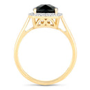 2.64 Carat Genuine Green Tourmaline and White Diamond 14K Yellow Gold Ring-6