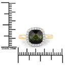 2.64 Carat Genuine Green Tourmaline and White Diamond 14K Yellow Gold Ring-7