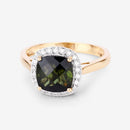 2.64 Carat Genuine Green Tourmaline and White Diamond 14K Yellow Gold Ring-11