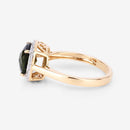 2.64 Carat Genuine Green Tourmaline and White Diamond 14K Yellow Gold Ring-12