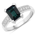 1.91 Carat Genuine Green Tourmaline and White Diamond 14K White Gold Ring-5