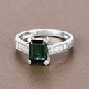 1.91 Carat Genuine Green Tourmaline and White Diamond 14K White Gold Ring-8