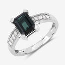 1.91 Carat Genuine Green Tourmaline and White Diamond 14K White Gold Ring-10