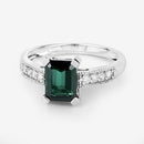 1.91 Carat Genuine Green Tourmaline and White Diamond 14K White Gold Ring-11