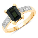 1.91 Carat Genuine Green Tourmaline and White Diamond 14K Yellow Gold Ring-5